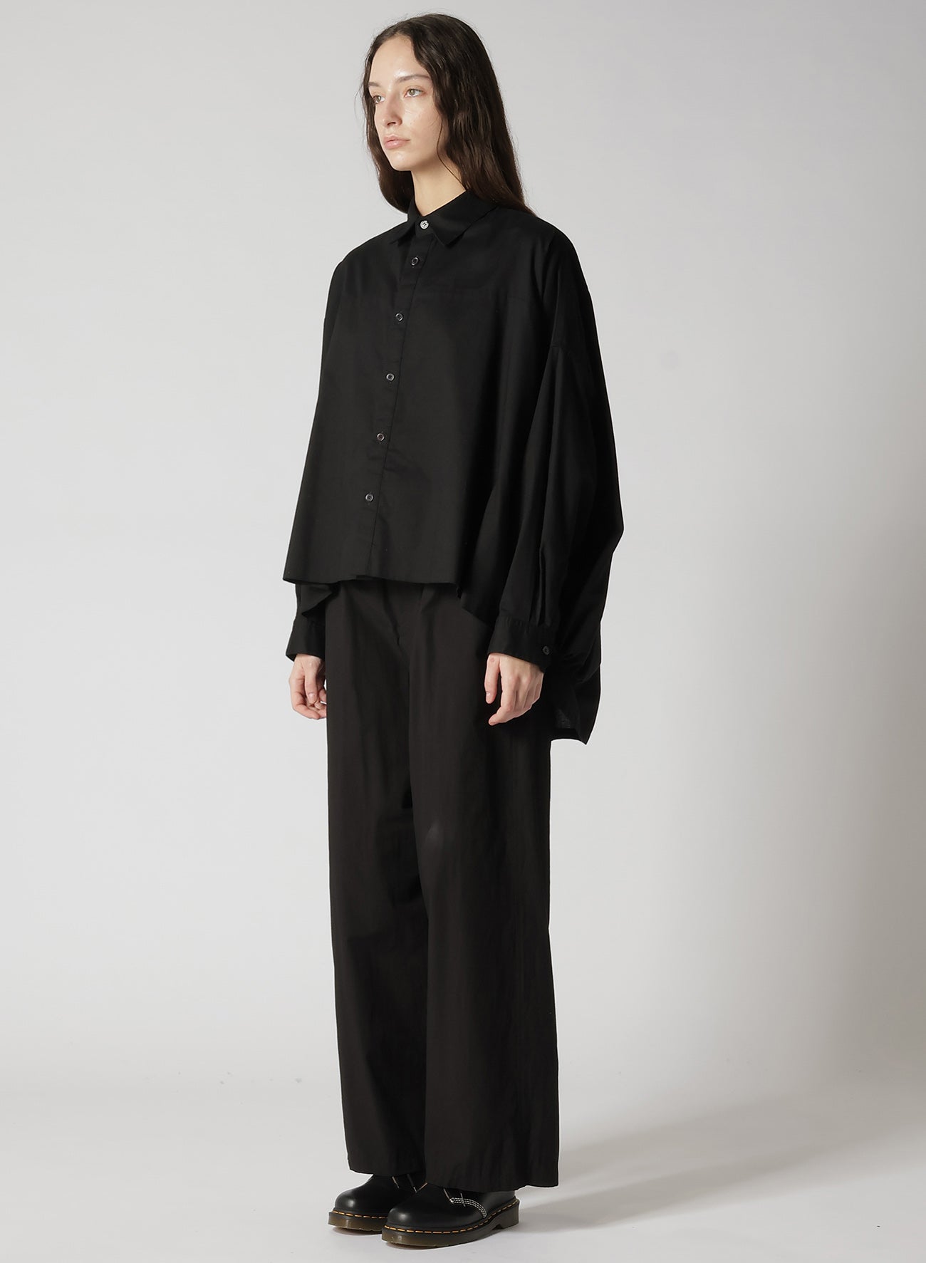 [Y's BORN PRODUCT] THIN COTTON TWILL DOUBLE FRONT OVERSIZED SHIRT