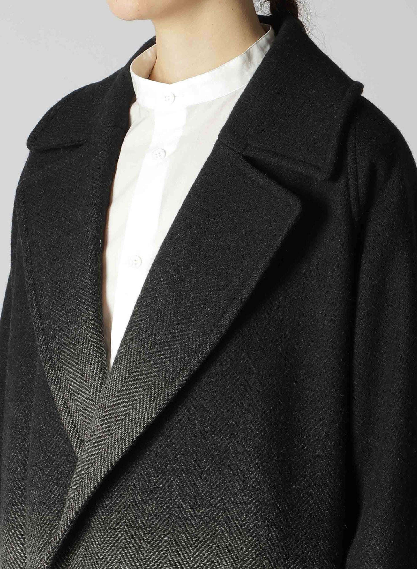 【9/20 12:00(JST) Release】WOOL HERRINGBONE GRADATION LONG COAT