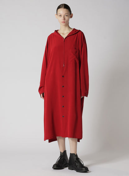 CREPE de CHINE HOODED COAT