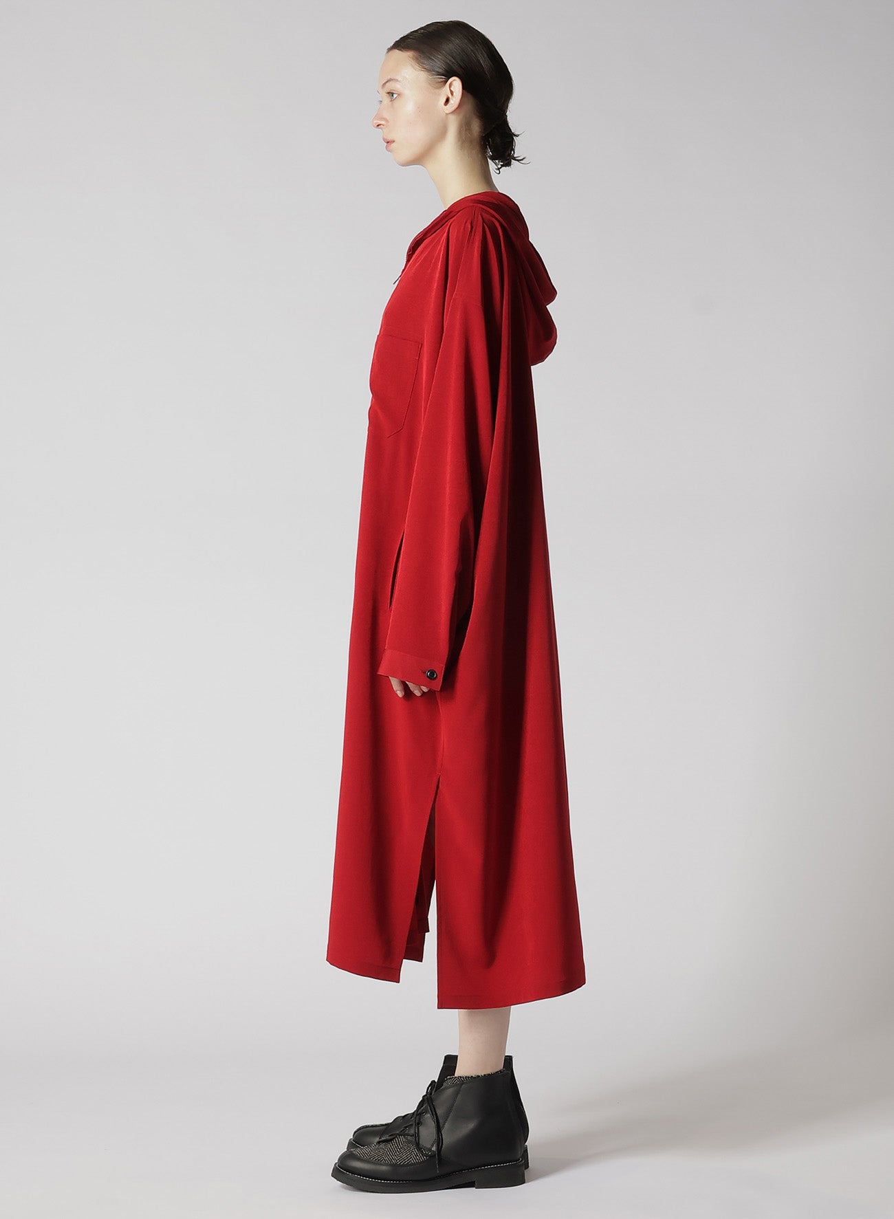 CREPE de CHINE HOODED COAT