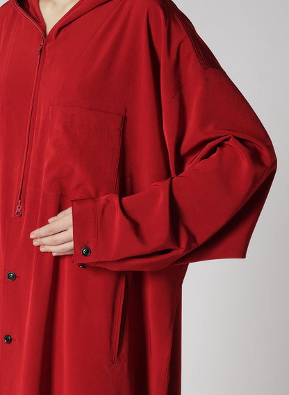 CREPE de CHINE HOODED COAT