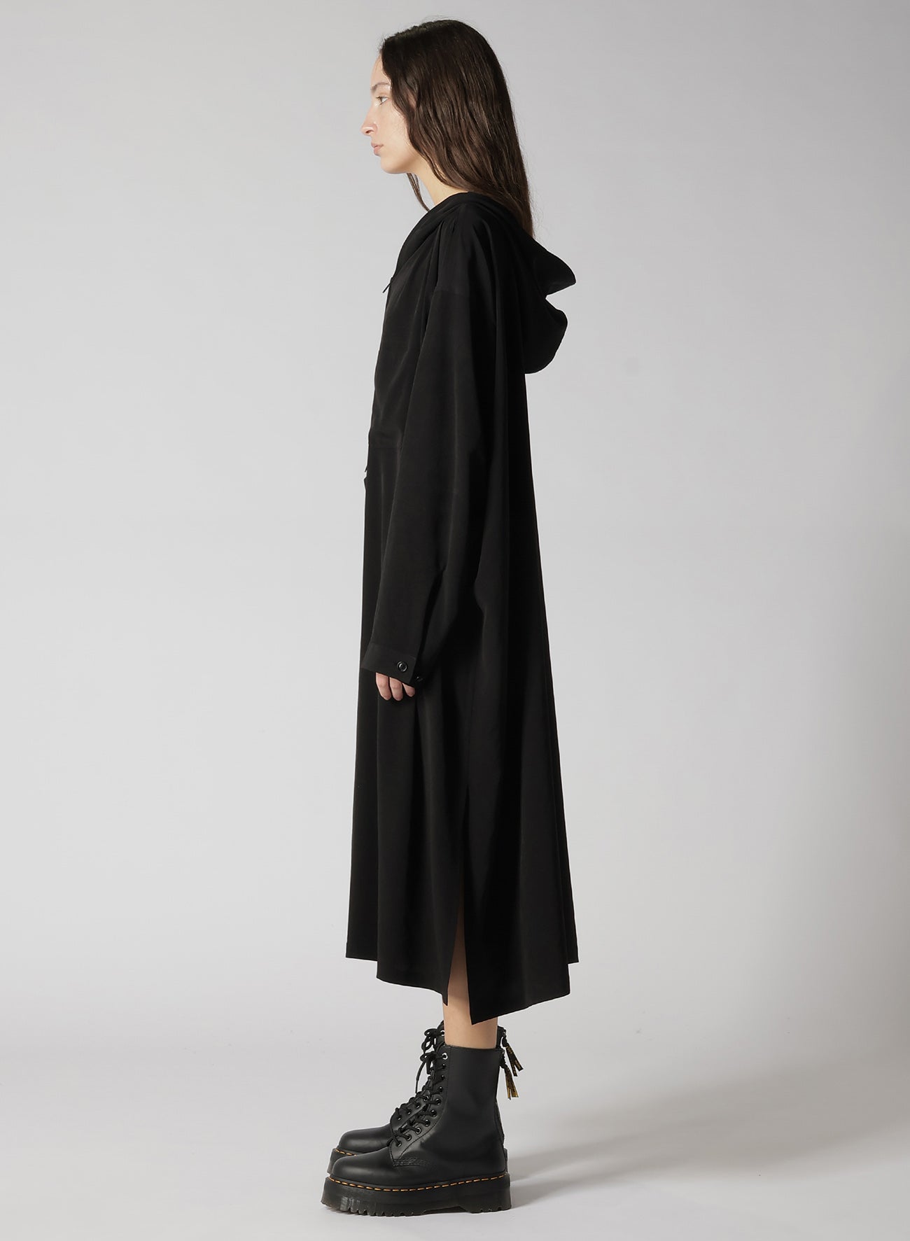 CREPE de CHINE HOODED COAT