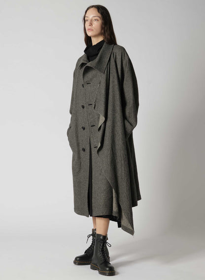 WOOL FLANNEL LEFT FLAP PANEL COAT