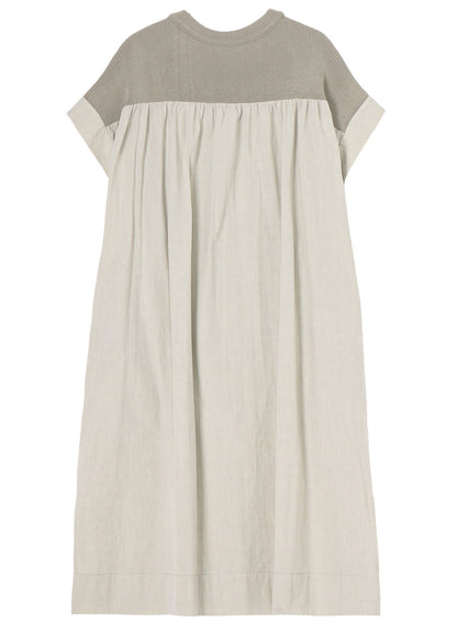 COTTON CHAMBRAY RIBBED FLY FRONT OPEN DRESS