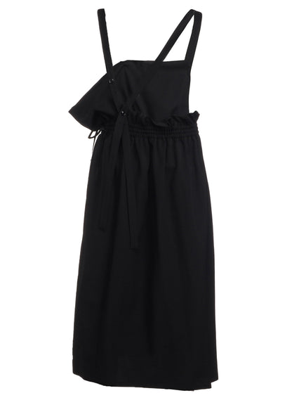 WOOL GABARDINE GATHERED DRESS WITH STRAPS