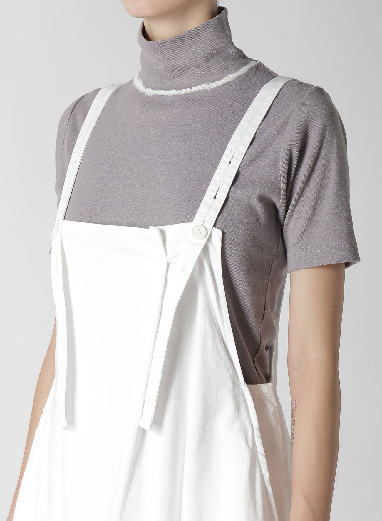 [Y's BORN PRODUCT] THIN COTTON TWILL FRONT TUCKED SHOULDER STRAP DRESS