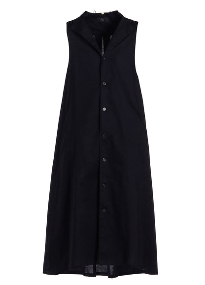 [Y's BORN PRODUCT] THIN COTTON TWILL COLLAR CUT OFF SLEEVELESS DRESS