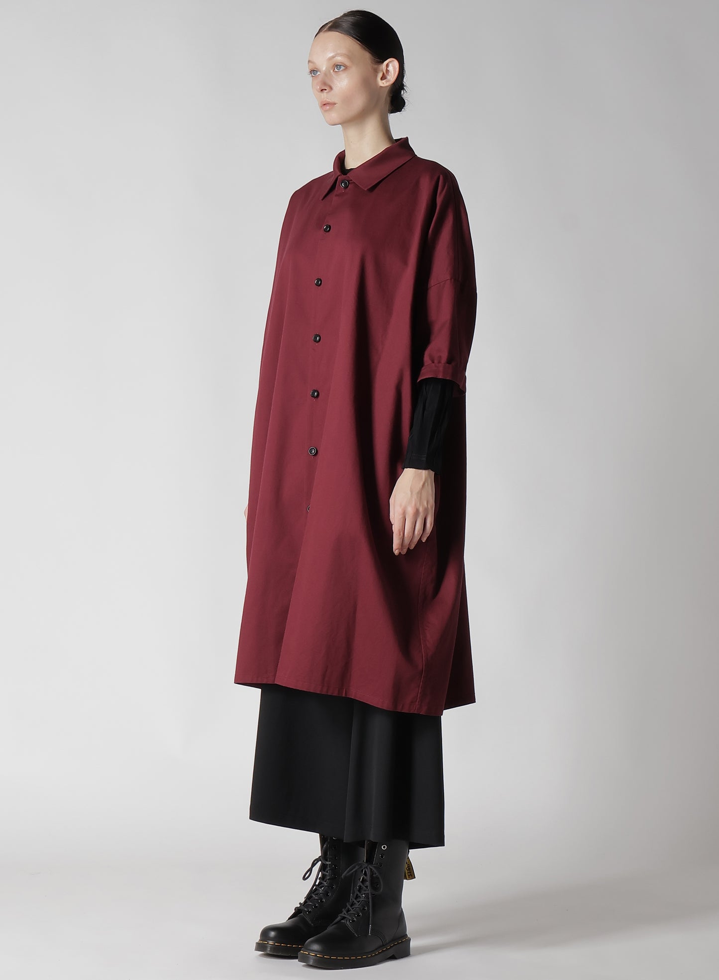 [Y's BORN PRODUCT] COTTON TWILL HALF SLEEVE SHIRT DRESS