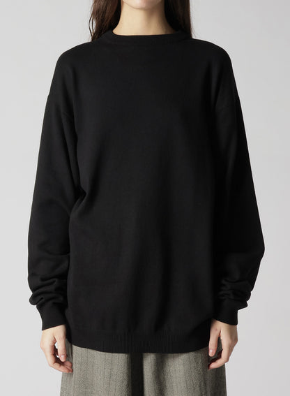 PLAIN STITCH INTARSIA ROUND NECK PULLOVER