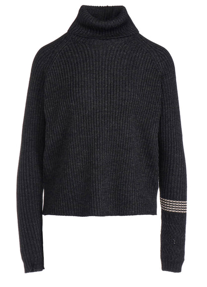 WOOL RIB TURTLE NECK PULLOVER