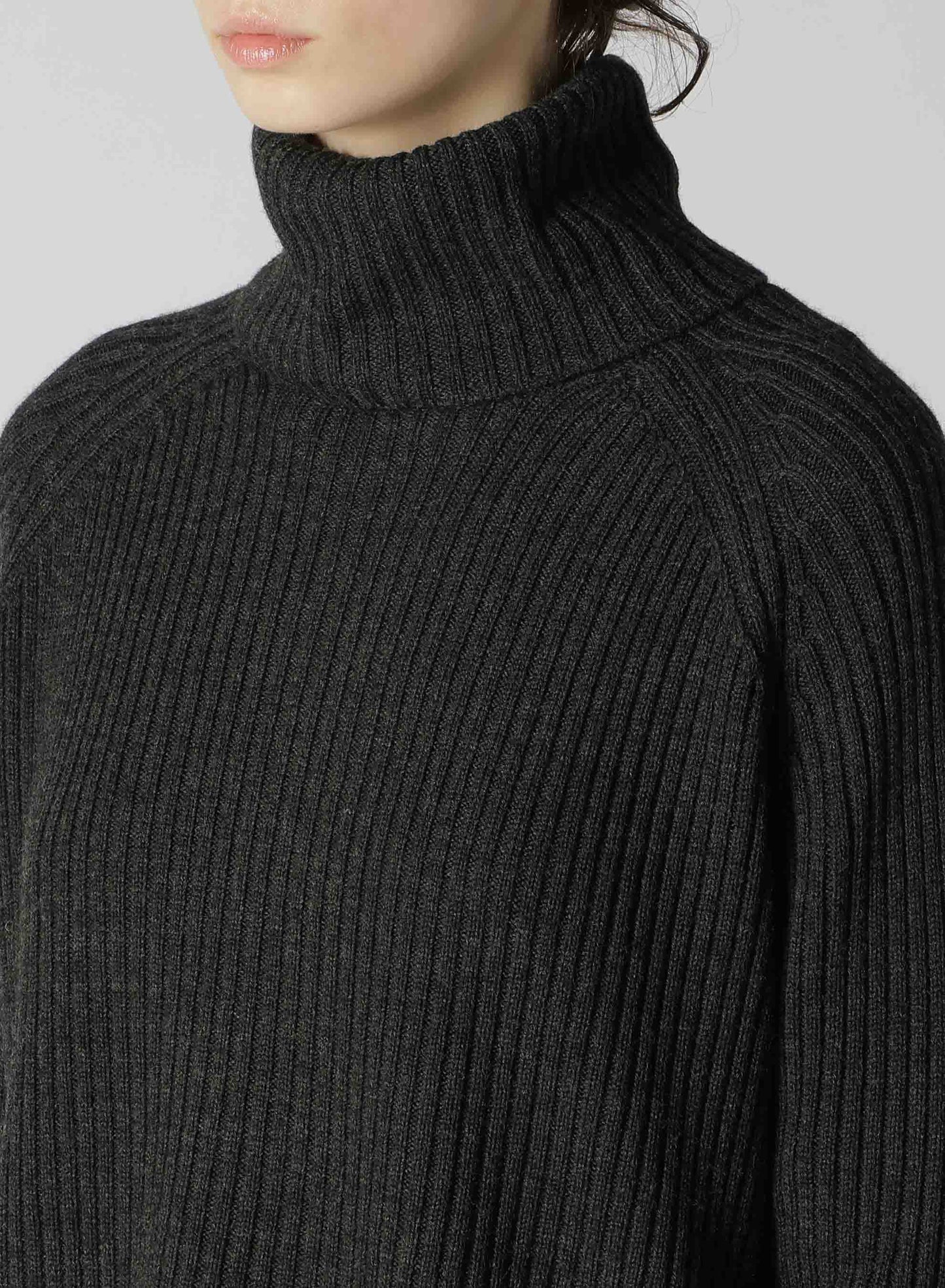 WOOL RIB TURTLE NECK PULLOVER