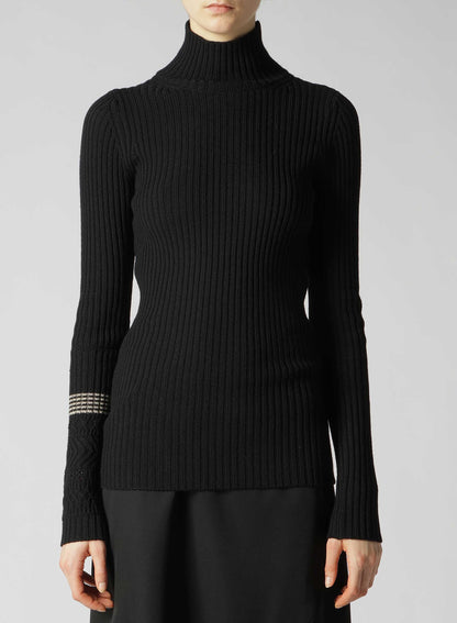 WOOL RIB HIGH NECK PULLOVER