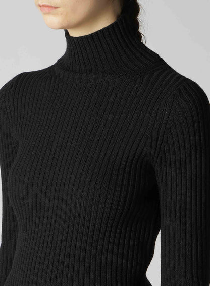 WOOL RIB HIGH NECK PULLOVER