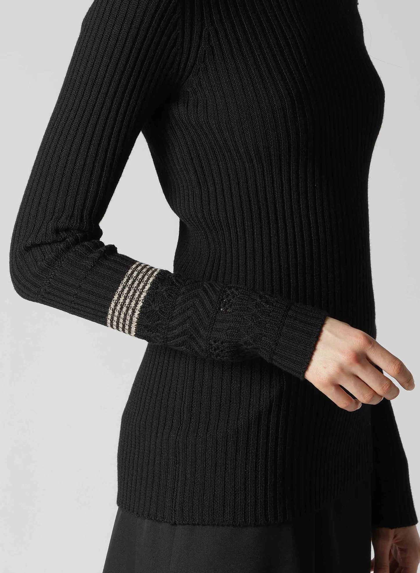 WOOL RIB HIGH NECK PULLOVER