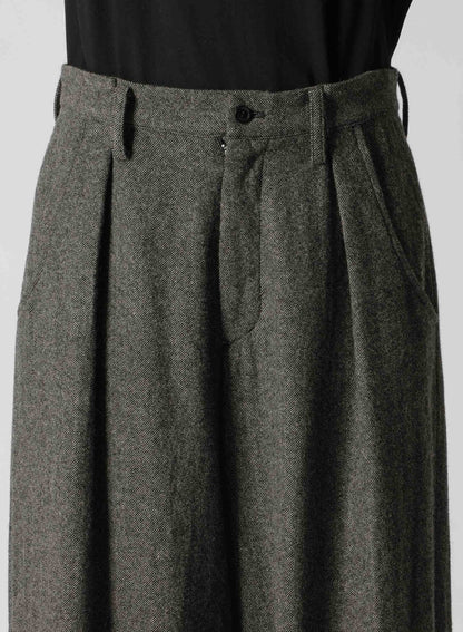 WOOL FLANNEL SINGLE TUCK WIDE PANTS