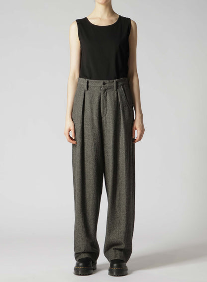 WOOL FLANNEL SINGLE TUCK WIDE PANTS