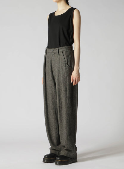 WOOL FLANNEL SINGLE TUCK WIDE PANTS