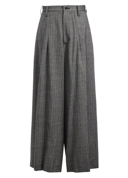 WOOL STRIPE DOUBLE TUCK WIDE PANTS