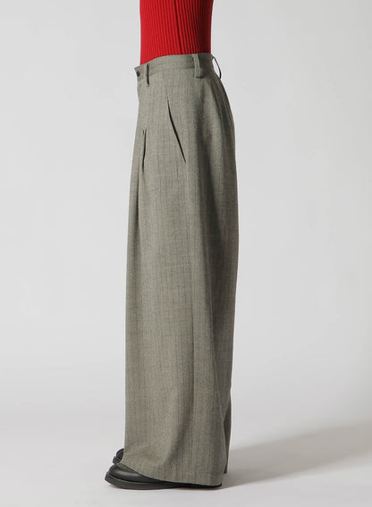 WOOL STRIPE DOUBLE TUCK WIDE PANTS