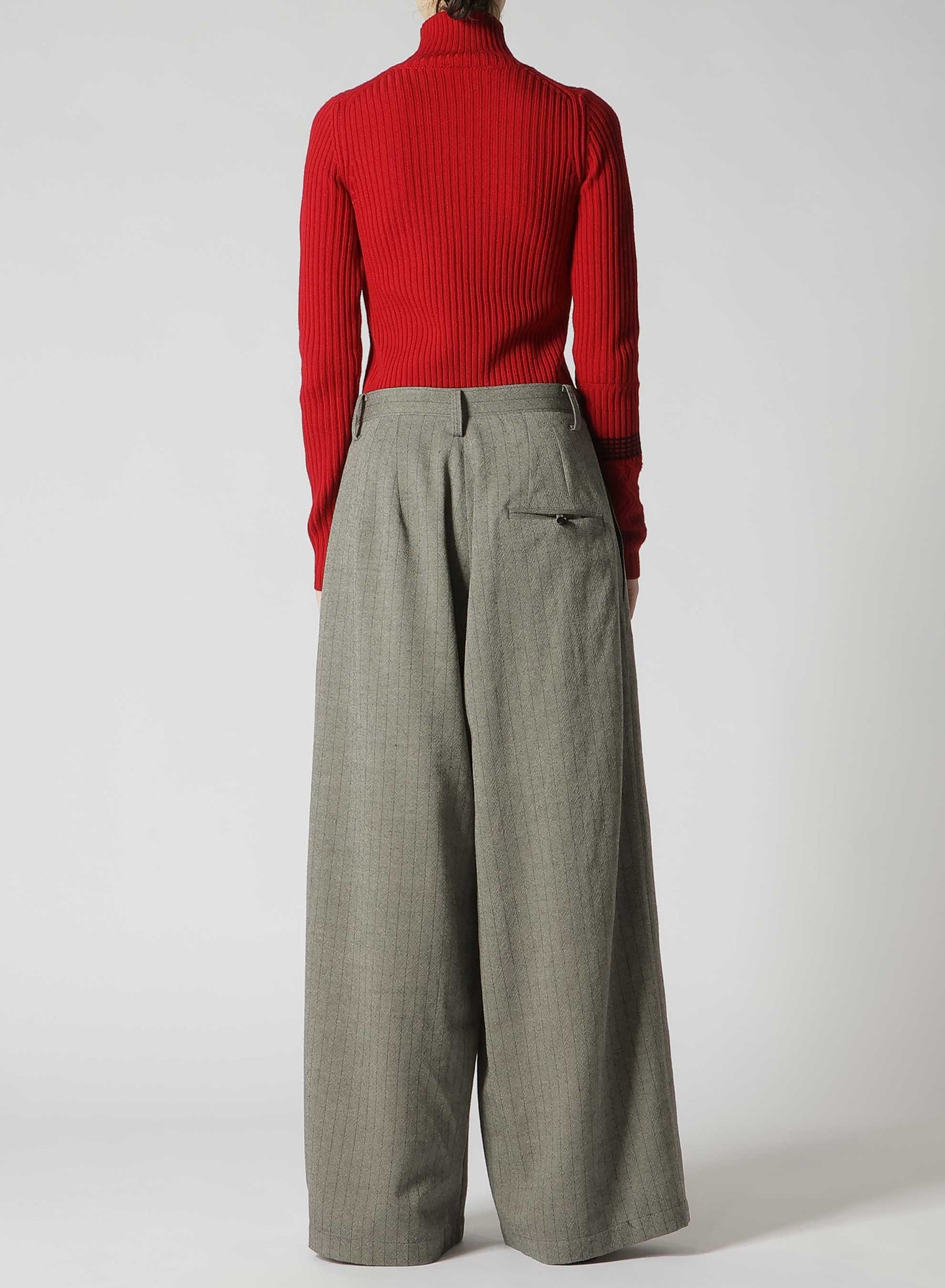 WOOL STRIPE DOUBLE TUCK WIDE PANTS