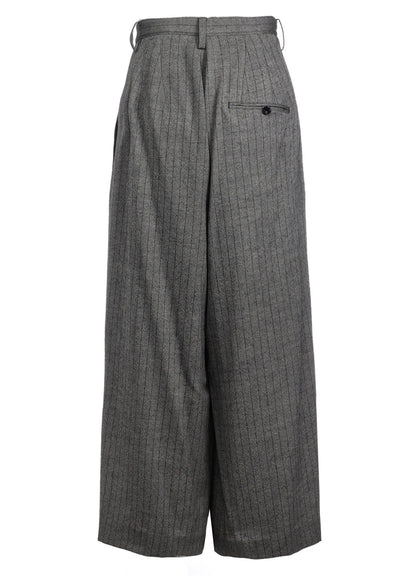 WOOL STRIPE DOUBLE TUCK WIDE PANTS