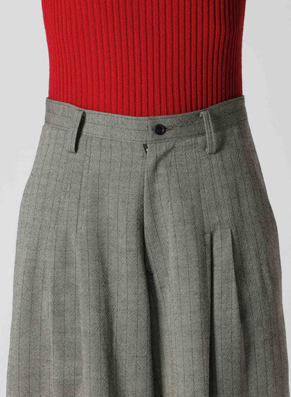 WOOL STRIPE DOUBLE TUCK WIDE PANTS