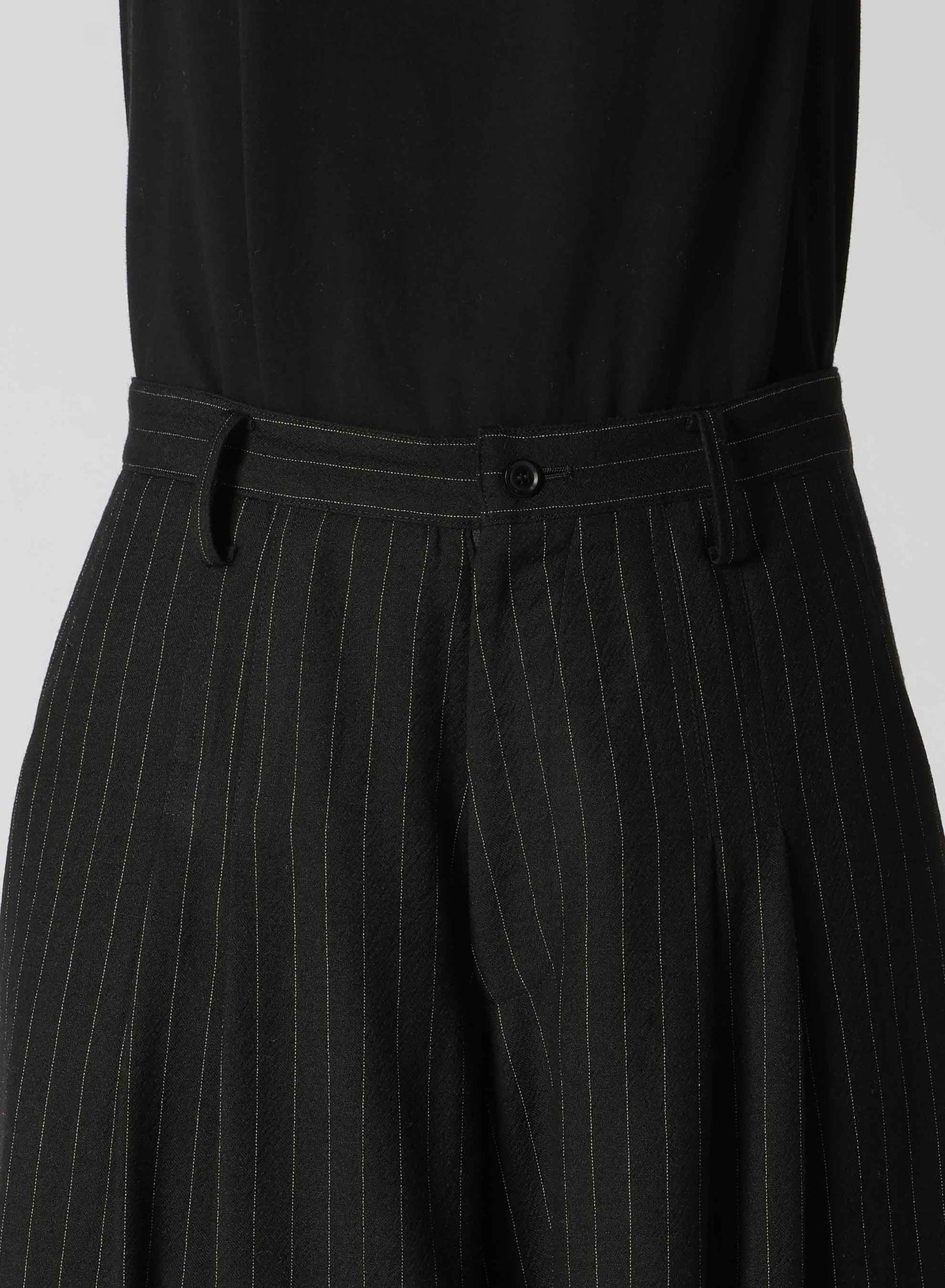 WOOL STRIPE DOUBLE TUCK WIDE PANTS