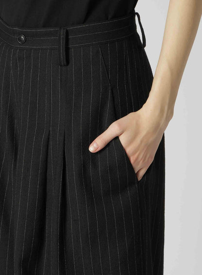 WOOL STRIPE DOUBLE TUCK WIDE PANTS