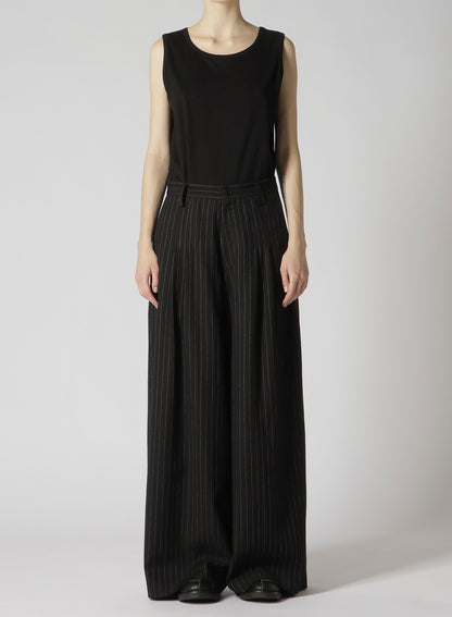 WOOL STRIPE DOUBLE TUCK WIDE PANTS