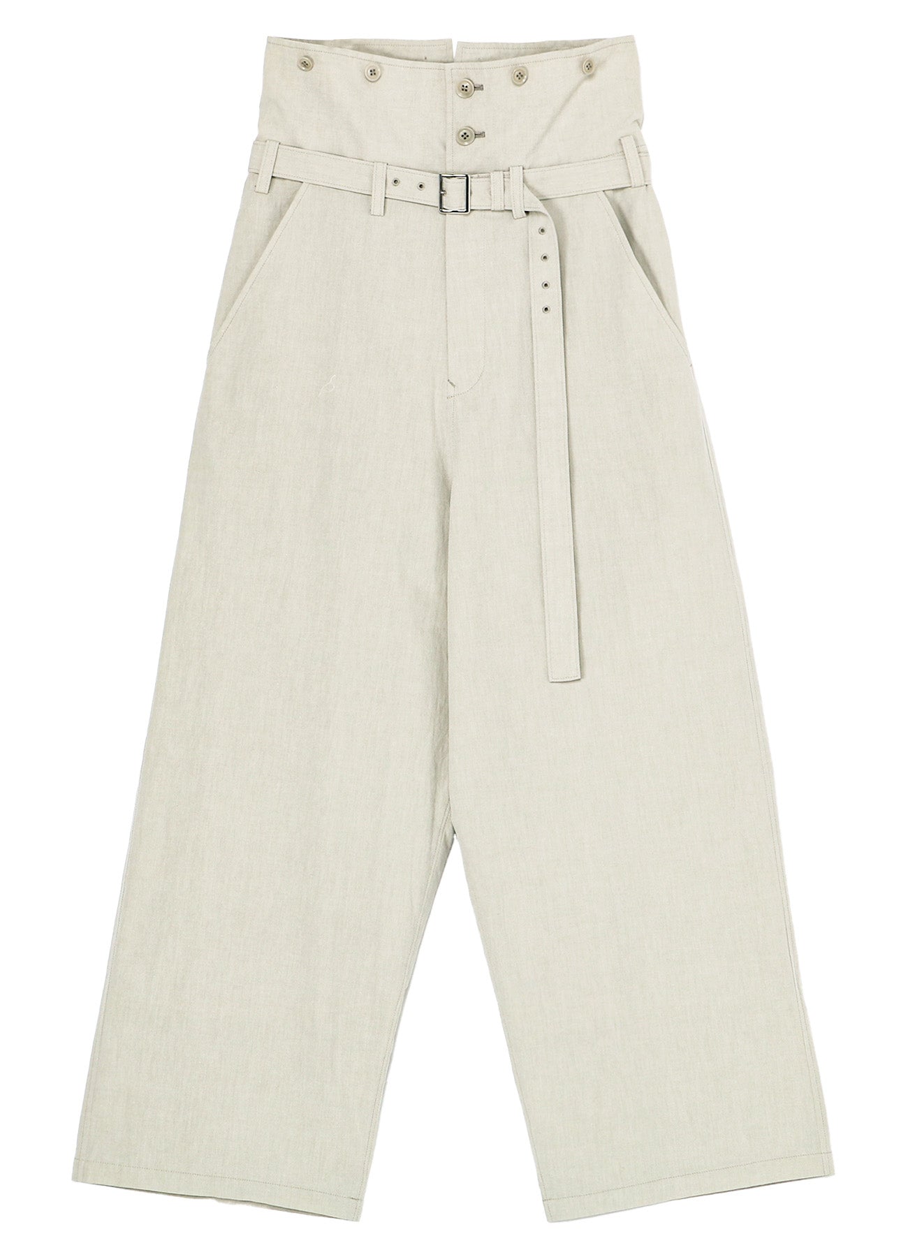 COTTON CHAMBRAY HIGH WAIST PANTS