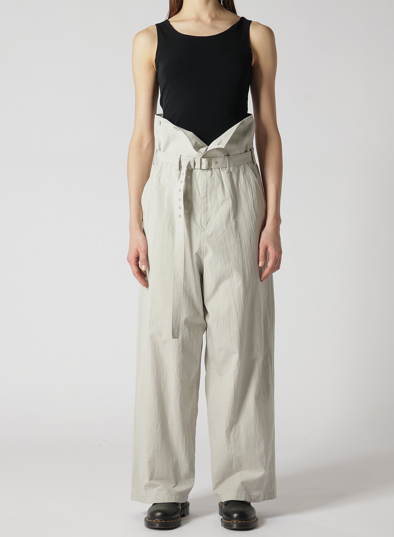 COTTON CHAMBRAY HIGH WAIST PANTS