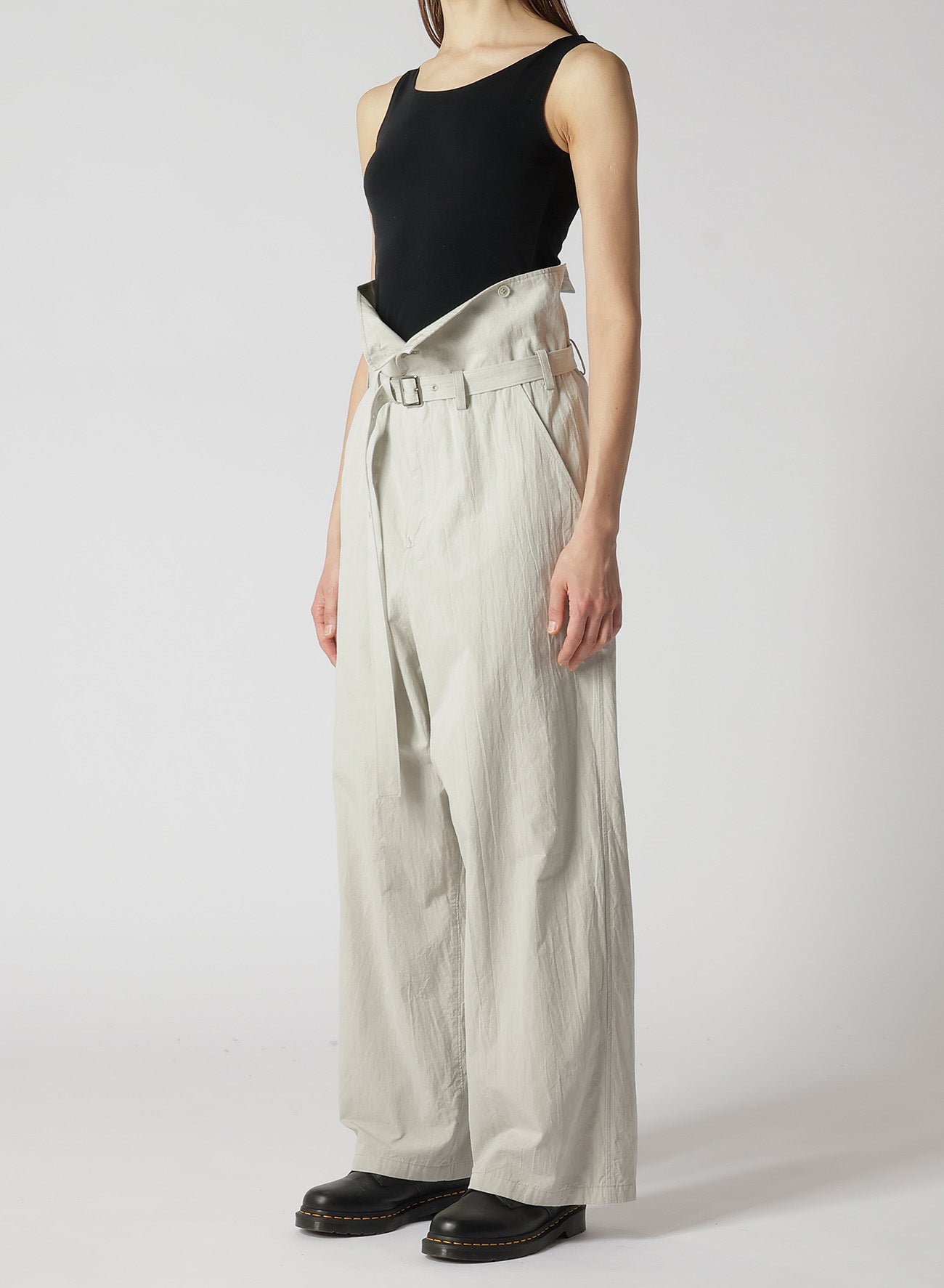 COTTON CHAMBRAY HIGH WAIST PANTS