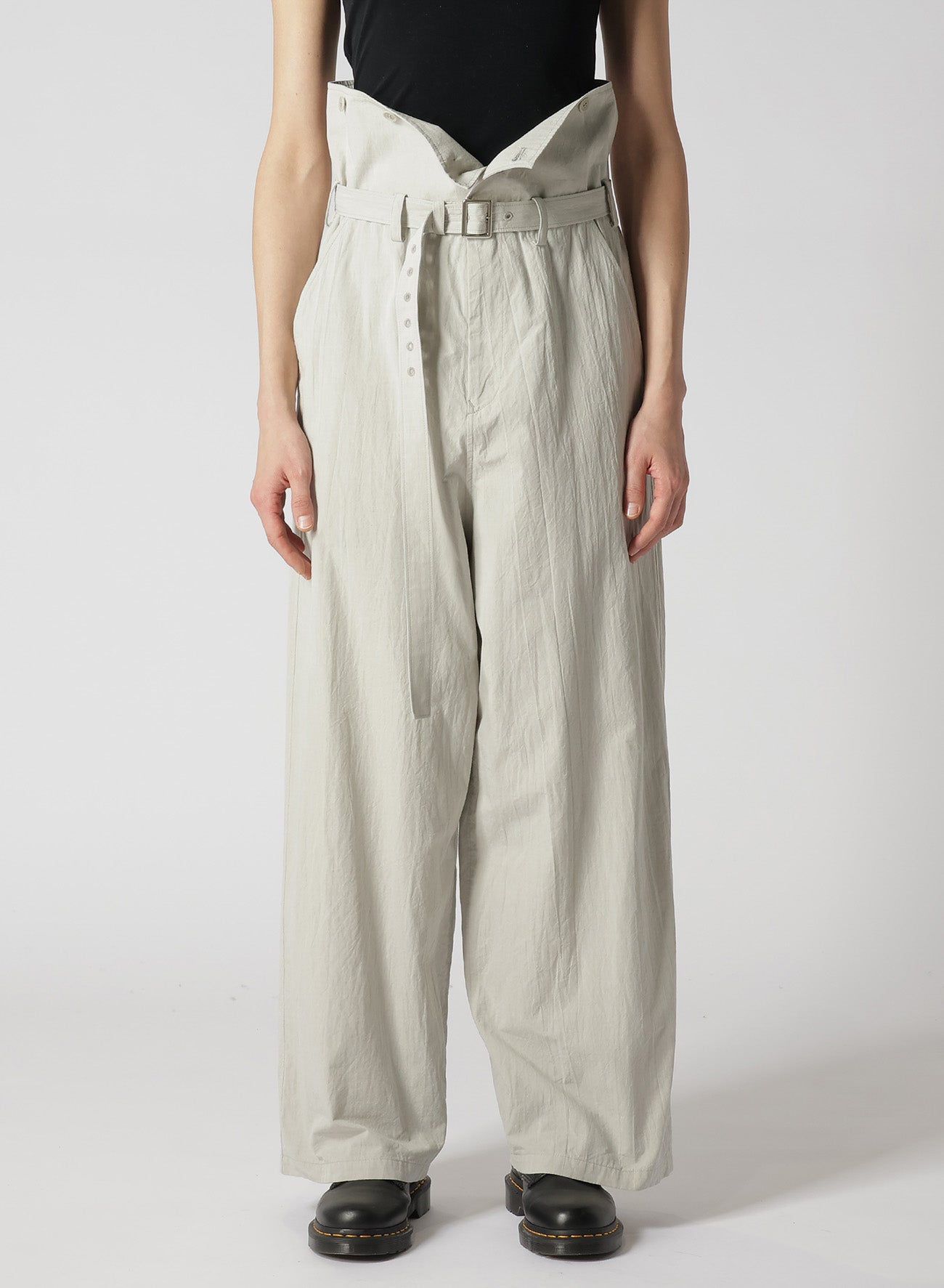 COTTON CHAMBRAY HIGH WAIST PANTS