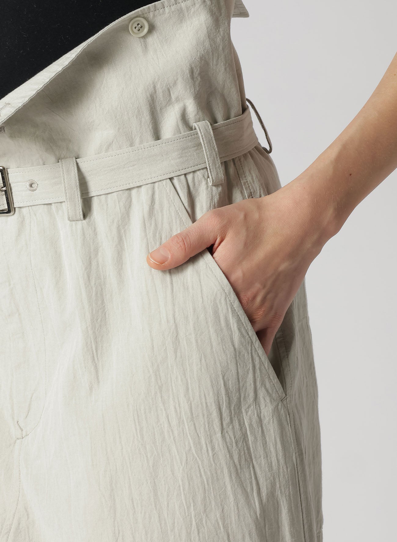 COTTON CHAMBRAY HIGH WAIST PANTS