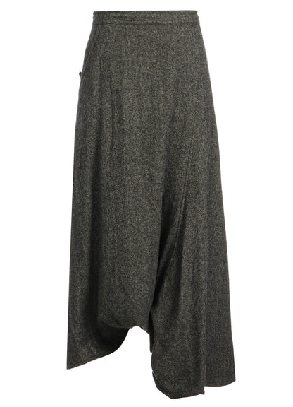 WOOL FLANNEL STRING WAIST ASSYMETRIC PANTS