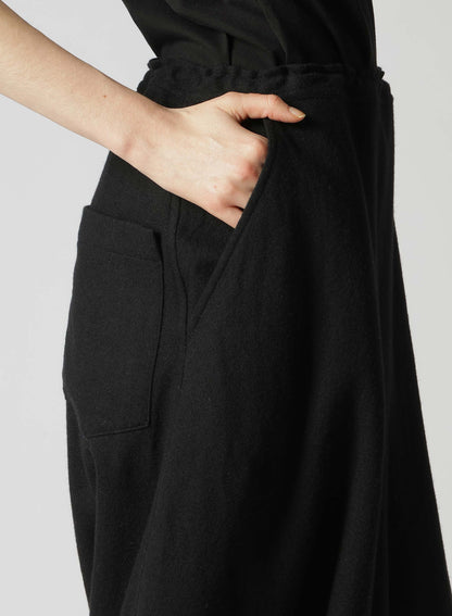 WOOL FLANNEL STRING WAIST ASSYMETRIC PANTS