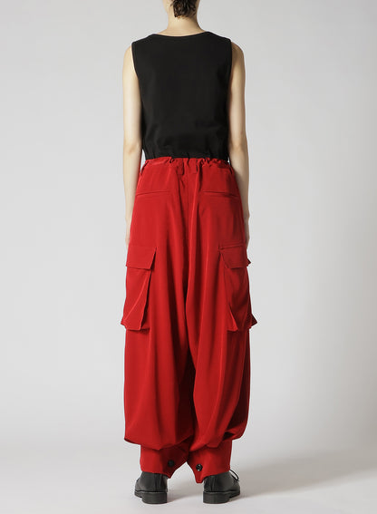 CREPE de CHINE CUFFED HEM CARGO PANTS