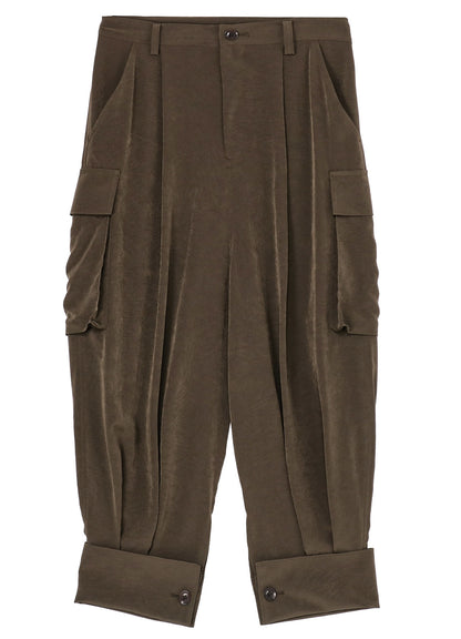 CREPE de CHINE CUFFED HEM CARGO PANTS