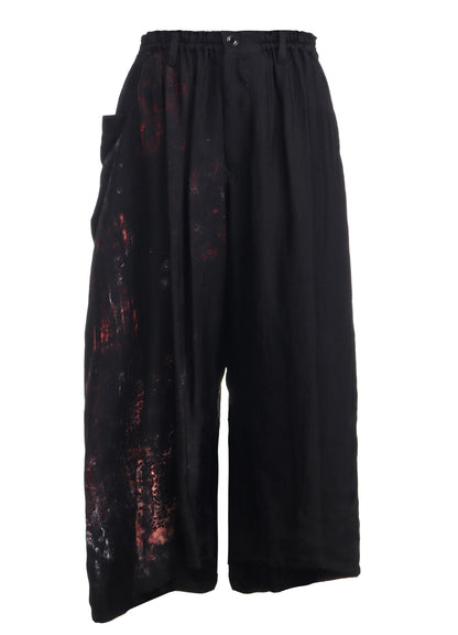 CUPRO FLOWER PATTERN RIGHT DRAPE PANTS