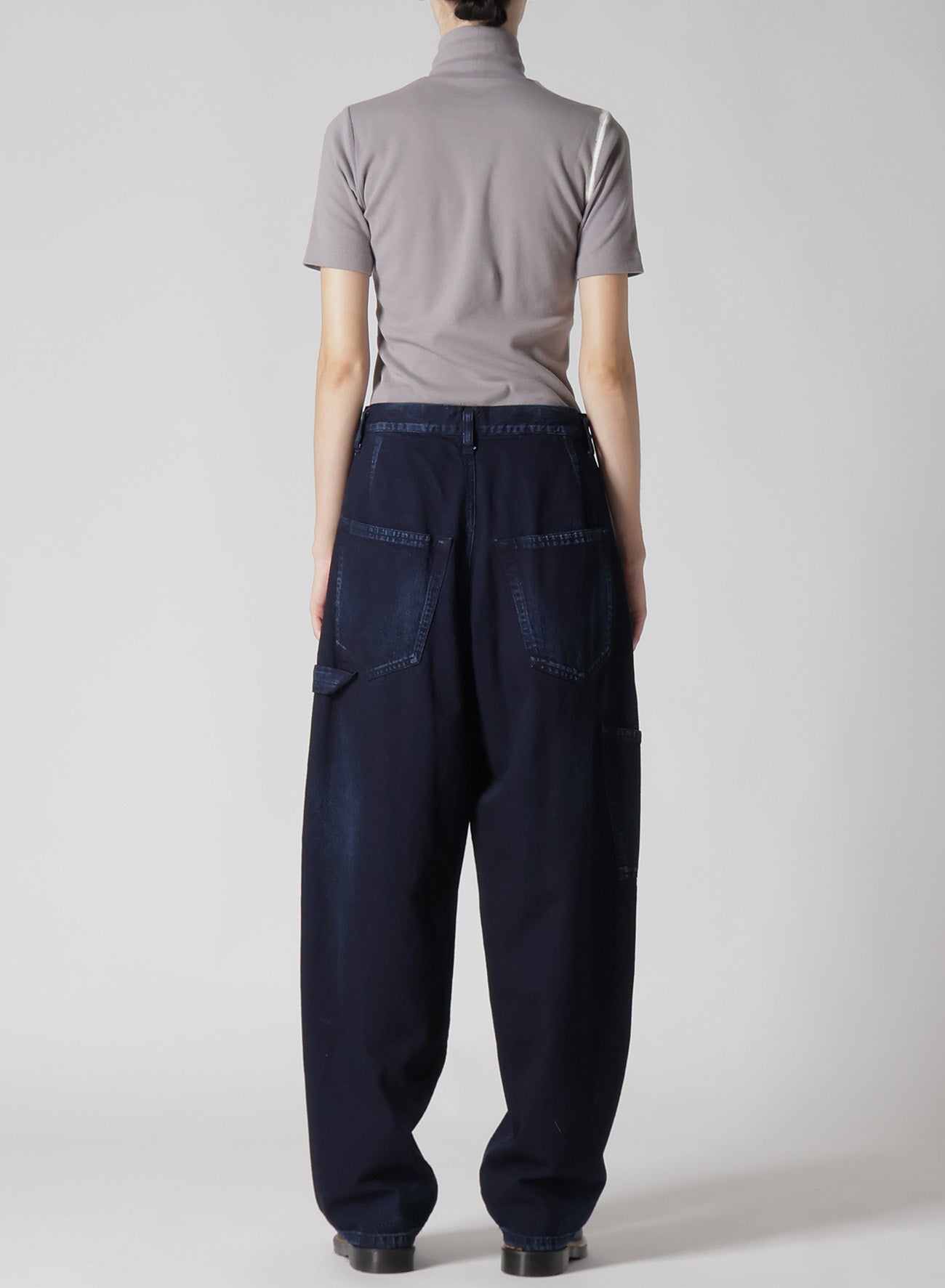 10OZ DENIM SINGLE-PLEATED WIDE LEG PANTS