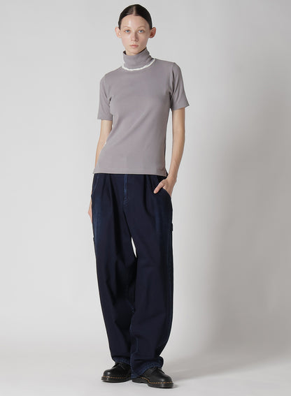 10OZ DENIM SINGLE-PLEATED WIDE LEG PANTS