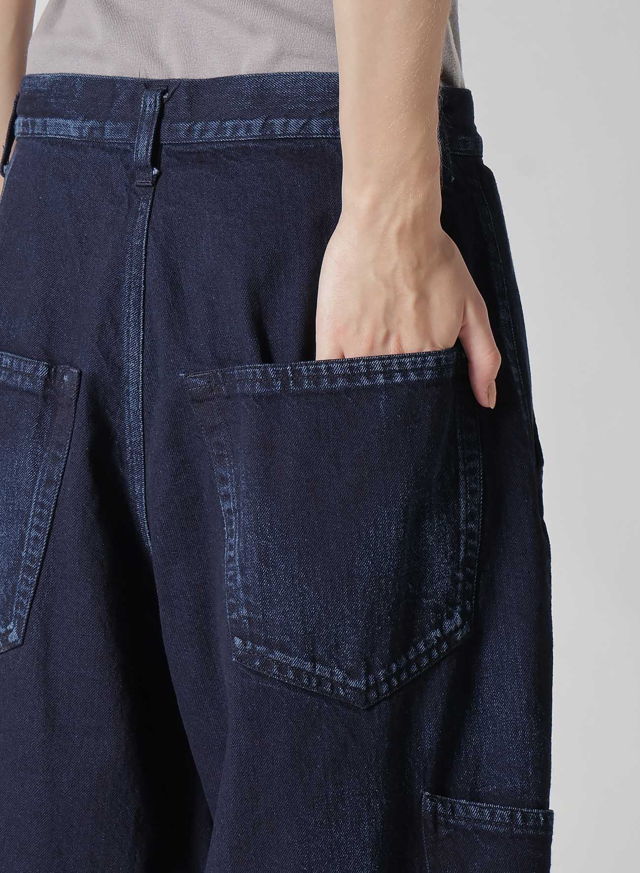 10OZ DENIM SINGLE-PLEATED WIDE LEG PANTS