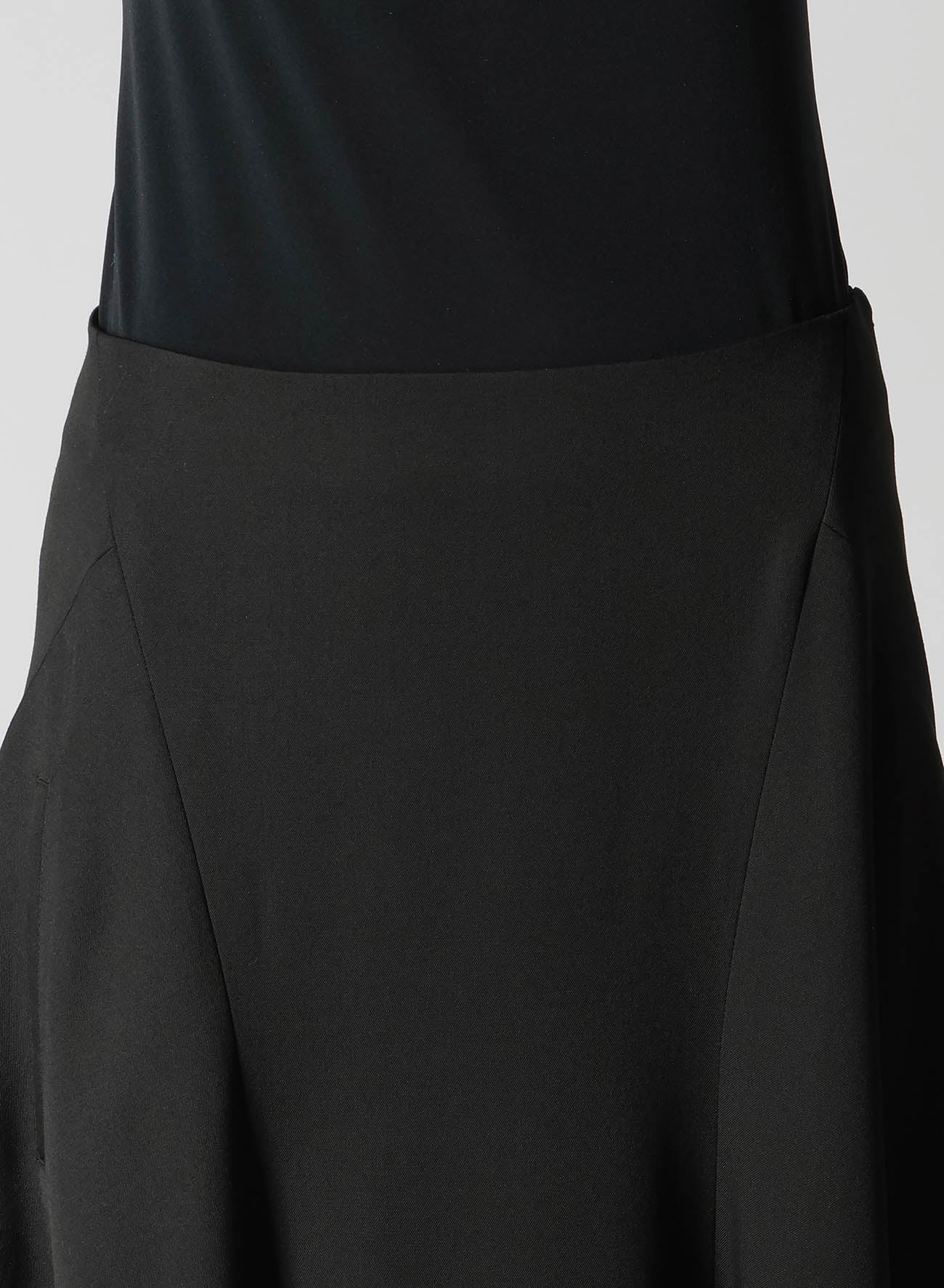 WOOL GABARDINE PANEL FLARE SKIRT