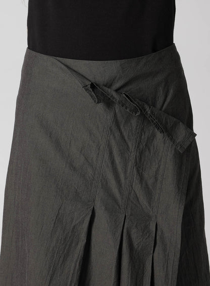 COTTON CHAMBRAY PLEATED WRAP SKIRT