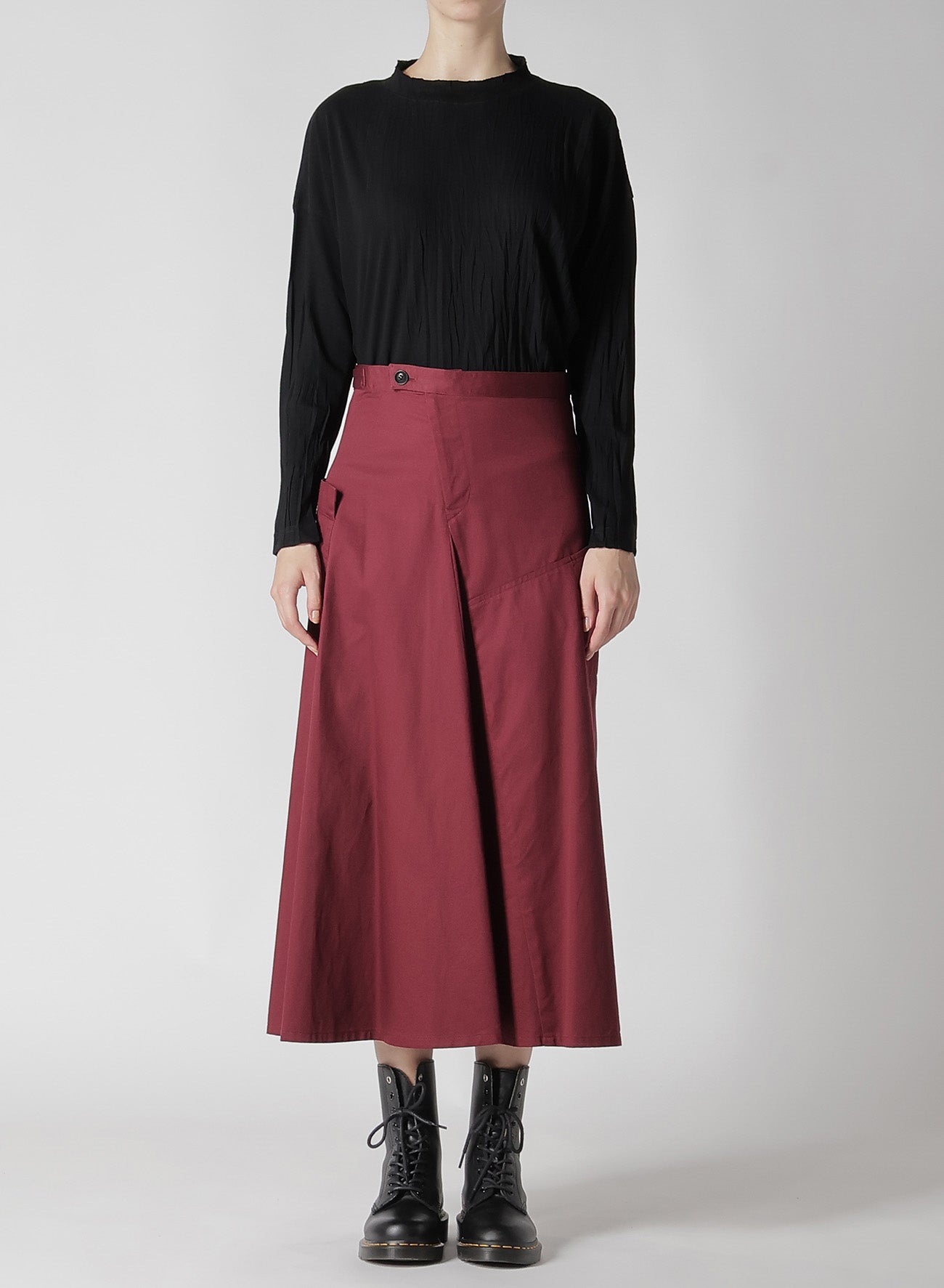 Y's BORN PRODUCT] COTTON TWILL FLARE SKIRT WITH GUSSET – THE