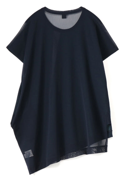 POLYESTER TULLE x WOOL NEEDLE PUNCH UNBALANCE T-SHIRT