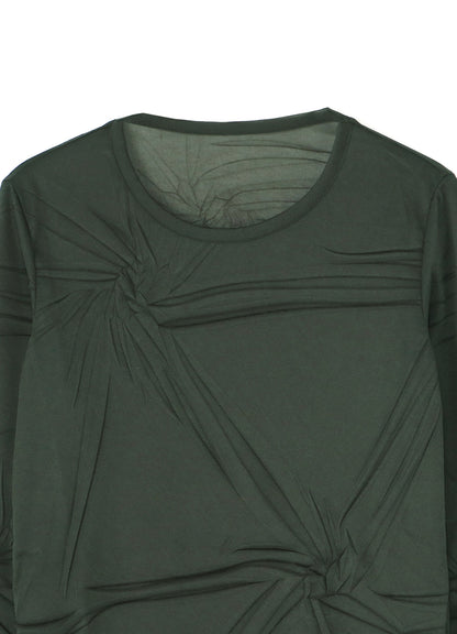 RANDOM WRINKLE PLEATS ROUND NECK LONG SLEEVE