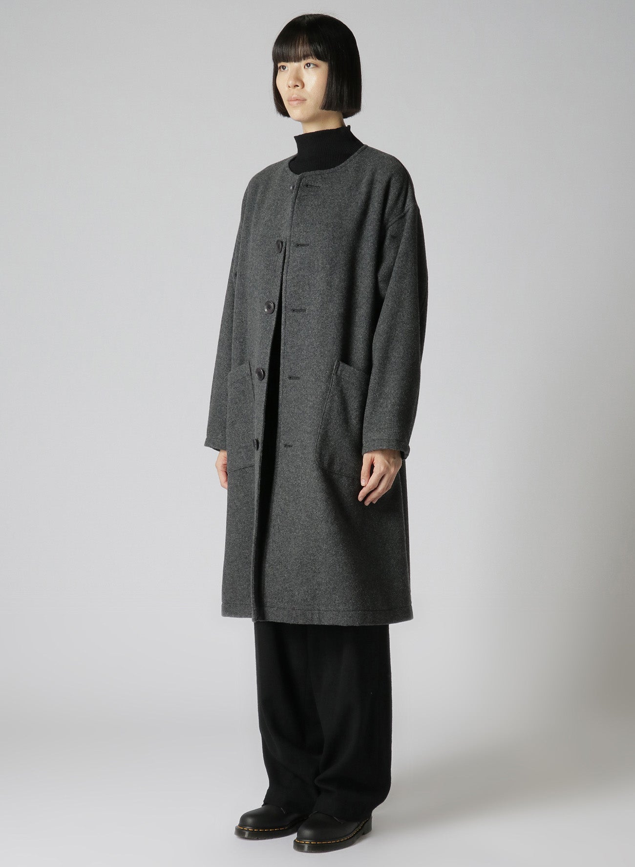 AIRY MOSSER COLLARLESS COAT – THE SHOP YOHJI YAMAMOTO