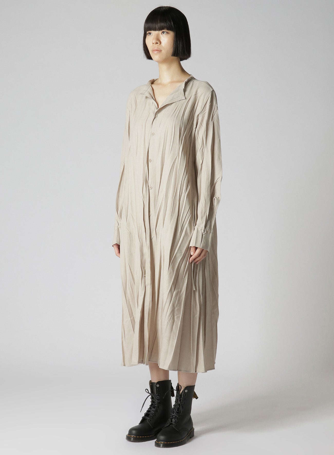 Pe/W WRINKLED SHIRT DRESS