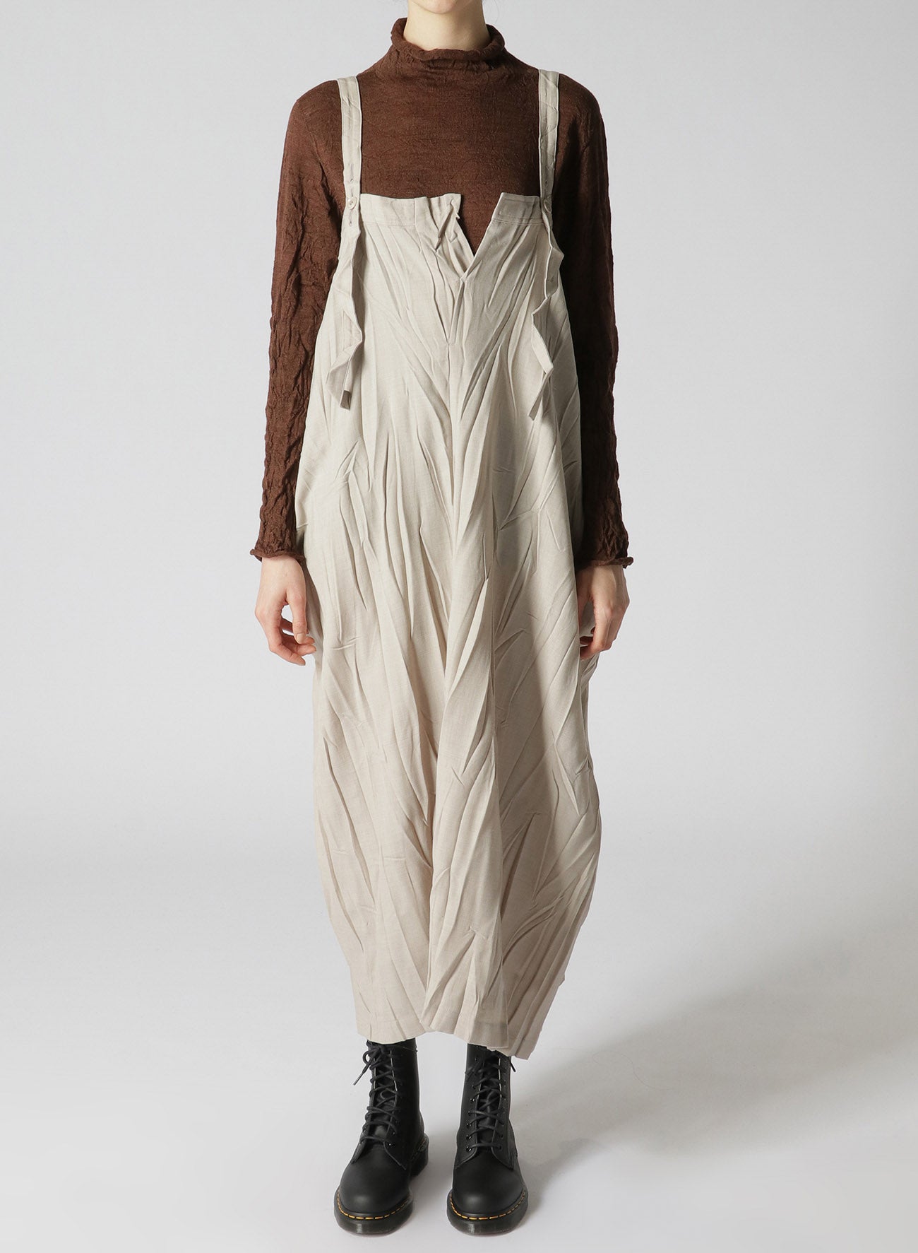 Pe/W WRINKLED STRAP DRESS